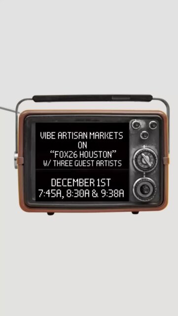 📺 @vibeartisanmarkets will be on @fox26houston tomorrow, December 1st at 7:30a, 8:30a and 9:38a! 

Catch VIBE and guest artists @athena_glasswork, @tiffanyangelstudioartist and @karihallstudio live in studio as we chat about the incredible event this upcoming weekend!

💙 𝗛𝗼𝗹𝗶𝗱𝗮𝘆 𝗩𝗶𝗯𝗲 𝗠𝗮𝗿𝗸𝗲𝘁 𝗛𝗢𝗨𝗦𝗧𝗢𝗡 December 6 + 7 inside @posthtx.