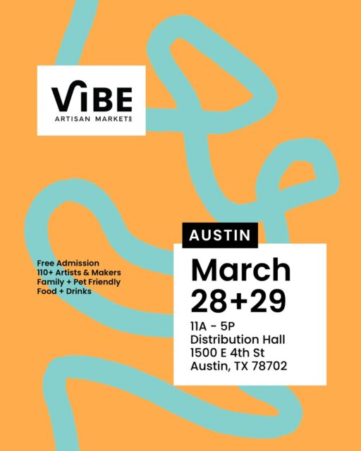 🌈 Austin…this is the weekend everyone will be talking about. 👀 Vibe is BACK!
110+ incredible artists, vinyl DJ sets by @smylz4mylz, a NEW cocktail bar by @peakbev, espresso bar from @sloburn.atx, an art gallery & globally inspired chefs all inside one iconic East Austin space.

First 25 in line each day score a 🛍️ Vibe swag bag.

March 28–29 | 11a-5p
📍 Distribution Hall
❌💰FREE to attend