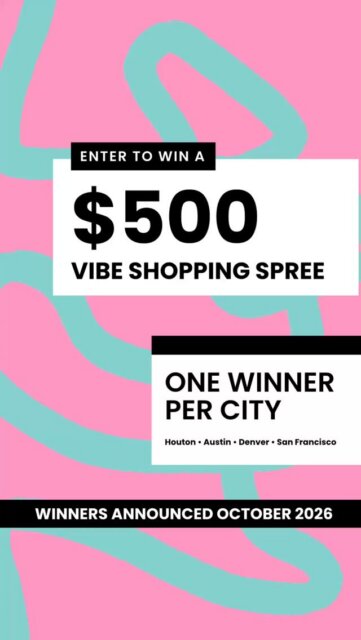 A $𝟱𝟬𝟬 𝗩𝗶𝗯𝗲 𝘀𝗵𝗼𝗽𝗽𝗶𝗻𝗴 𝘀𝗽𝗿𝗲𝗲…just for showing up and supporting local artists? ✨

We are giving away a $500 Holiday Shopping Spree in every Vibe city: Houston, Austin, Denver & San Francisco.

All you have to do is come to ANY Spring and/or Summer markets in one of our Vibe cities and keep an eye out for our QR code signs placed all throughout the event. Scan to enter & you’re in! 🤍

It’s our little way of making your Vibe experience even sweeter.

𝗢𝗻𝗲 𝘄𝗶𝗻𝗻𝗲𝗿 𝗽𝗲𝗿 𝗰𝗶𝘁𝘆…𝗶𝘁 𝗺𝗶𝗴𝗵𝘁 𝗮𝘀 𝘄𝗲𝗹𝗹 𝗯𝗲 𝘆𝗼𝘂.

—
𝘋𝘪𝘴𝘤𝘭𝘢𝘪𝘮𝘦𝘳: 𝘖𝘯𝘦 𝘸𝘪𝘯𝘯𝘦𝘳 𝘱𝘦𝘳 𝘤𝘪𝘵𝘺. 𝘖𝘯𝘦 𝘦𝘯𝘵𝘳𝘺 𝘱𝘦𝘳 𝘱𝘦𝘳𝘴𝘰𝘯.𝘕𝘰 𝘱𝘶𝘳𝘤𝘩𝘢𝘴𝘦 𝘯𝘦𝘤𝘦𝘴𝘴𝘢𝘳𝘺. 𝘖𝘱𝘦𝘯 𝘵𝘰 𝘭𝘦𝘨𝘢𝘭 𝘜.𝘚. 𝘳𝘦𝘴𝘪𝘥𝘦𝘯𝘵𝘴 𝘢𝘨𝘦 18+. 𝘖𝘯𝘦 (1) 𝘸𝘪𝘯𝘯𝘦𝘳 𝘱𝘦𝘳 𝘱𝘢𝘳𝘵𝘪𝘤𝘪𝘱𝘢𝘵𝘪𝘯𝘨 𝘤𝘪𝘵𝘺 𝘸𝘪𝘭𝘭 𝘳𝘦𝘤𝘦𝘪𝘷𝘦 𝘢 $500 𝘝𝘪𝘣𝘦 𝘈𝘳𝘵𝘪𝘴𝘢𝘯 𝘔𝘢𝘳𝘬𝘦𝘵𝘴 𝘏𝘰𝘭𝘪𝘥𝘢𝘺 𝘚𝘩𝘰𝘱𝘱𝘪𝘯𝘨 𝘚𝘱𝘳𝘦𝘦 𝘳𝘦𝘥𝘦𝘦𝘮𝘢𝘣𝘭𝘦 𝘢𝘵 𝘵𝘩𝘦 𝘏𝘰𝘭𝘪𝘥𝘢𝘺 𝘔𝘢𝘳𝘬𝘦𝘵 𝘪𝘯 𝘵𝘩𝘦 𝘸𝘪𝘯𝘯𝘦𝘳’𝘴 𝘴𝘦𝘭𝘦𝘤𝘵𝘦𝘥 𝘤𝘪𝘵𝘺. 𝘌𝘯𝘵𝘳𝘪𝘦𝘴 𝘢𝘤𝘤𝘦𝘱𝘵𝘦𝘥 𝘶𝘯𝘵𝘪𝘭 𝘖𝘤𝘵𝘰𝘣𝘦𝘳 2026. 𝘞𝘪𝘯𝘯𝘦𝘳𝘴 𝘸𝘪𝘭𝘭 𝘣𝘦 𝘳𝘢𝘯𝘥𝘰𝘮𝘭𝘺 𝘴𝘦𝘭𝘦𝘤𝘵𝘦𝘥 𝘢𝘯𝘥 𝘢𝘯𝘯𝘰𝘶𝘯𝘤𝘦𝘥 𝘰𝘯 𝘝𝘪𝘣𝘦 𝘈𝘳𝘵𝘪𝘴𝘢𝘯 𝘔𝘢𝘳𝘬𝘦𝘵𝘴 𝘴𝘰𝘤𝘪𝘢𝘭 𝘮𝘦𝘥𝘪𝘢 𝘤𝘩𝘢𝘯𝘯𝘦𝘭𝘴. 𝘗𝘳𝘪𝘻𝘦 𝘯𝘰𝘵 𝘵𝘳𝘢𝘯𝘴𝘧𝘦𝘳𝘢𝘣𝘭𝘦 𝘢𝘯𝘥 𝘯𝘰 𝘤𝘢𝘴𝘩 𝘴𝘶𝘣𝘴𝘵𝘪𝘵𝘶𝘵𝘪𝘰𝘯 𝘱𝘦𝘳𝘮𝘪𝘵𝘵𝘦𝘥. 𝘛𝘩𝘪𝘴 𝘱𝘳𝘰𝘮𝘰𝘵𝘪𝘰𝘯 𝘪𝘴 𝘯𝘰𝘵 𝘴𝘱𝘰𝘯𝘴𝘰𝘳𝘦𝘥, 𝘦𝘯𝘥𝘰𝘳𝘴𝘦𝘥, 𝘰𝘳 𝘢𝘥𝘮𝘪𝘯𝘪𝘴𝘵𝘦𝘳𝘦𝘥 𝘣𝘺 𝘐𝘯𝘴𝘵𝘢𝘨𝘳𝘢𝘮, 𝘍𝘢𝘤𝘦𝘣𝘰𝘰𝘬, 𝘰𝘳 𝘔𝘦𝘵𝘢. 𝘝𝘰𝘪𝘥 𝘸𝘩𝘦𝘳𝘦 𝘱𝘳𝘰𝘩𝘪𝘣𝘪𝘵𝘦𝘥.