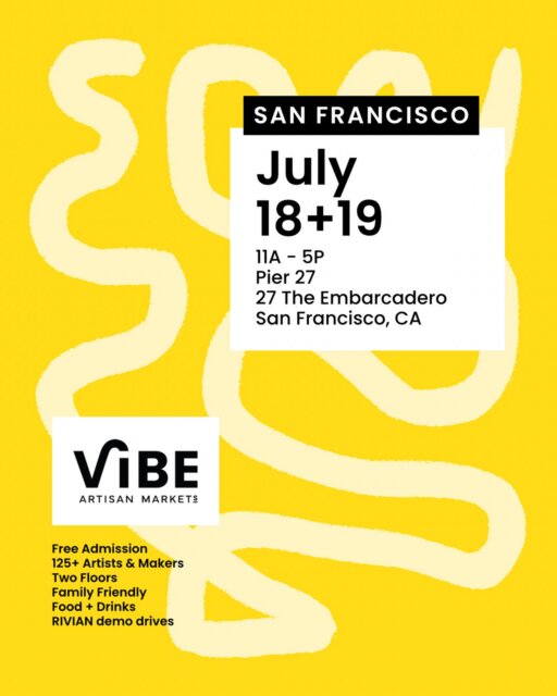 ๐ A brand-new art fair is coming to San Francisco and itโs one you wonโt want to miss! Mark your calendars for the inaugural @vibeartisanmarkets San Francisco Vibe Art Fair on July 18โ19 at Pier 27!
๐ญ๐ฎ๐ฌ+ ๐๐ฟ๐๐ถ๐๐ฎ๐ป๐ & ๐ ๐ฎ๐ธ๐ฒ๐ฟ๐: Discover unique, handcrafted arts from local talents.
๐๐ผ๐ฐ๐ธ๐๐ฎ๐ถ๐น๐: Enjoy delicious cocktails from @uncletimscocktails
๐๐ฟ๐ ๐๐ฎ๐น๐น๐ฒ๐ฟ๐: Explore and purchase exceptional pieces from our curated selection.
๐๐ถ๐๐ฒ ๐ ๐๐๐ถ๐ฐ: Groove to vinyl jams from @andresmnunez
๐๐ผ๐ณ๐ณ๐ฒ๐ฒ ๐๐ผ๐๐ฒ๐ฟ๐: Visit our Coffee bar @royalsmocha inside for your favorite coffee and matcha creations.
๐๐๐ป ๐๐ฐ๐๐ถ๐๐ฎ๐๐ถ๐ผ๐ป๐: Visit the @ridealso to experience a NEW kind of electric bike and test it out in person!
๐๐ฎ๐บ๐ถ๐น๐ & ๐ฃ๐ฒ๐ ๐๐ฟ๐ถ๐ฒ๐ป๐ฑ๐น๐: Bring the whole family, including well-behaved pets!
๐๐ฟ๐ฒ๐ฒ ๐๐ป๐๐ฟ๐: Enjoy a cost-free experience. Optional $5+ donation at the door.
๐๐
๐ฐ๐น๐๐๐ถ๐๐ฒ ๐ฆ๐๐ฎ๐ด ๐๐ฎ๐ด๐: Be among the first 25 guests each day to receive a free Vibe Swag Bag filled with artist goodies.
For more details, visit our website! ๐ป