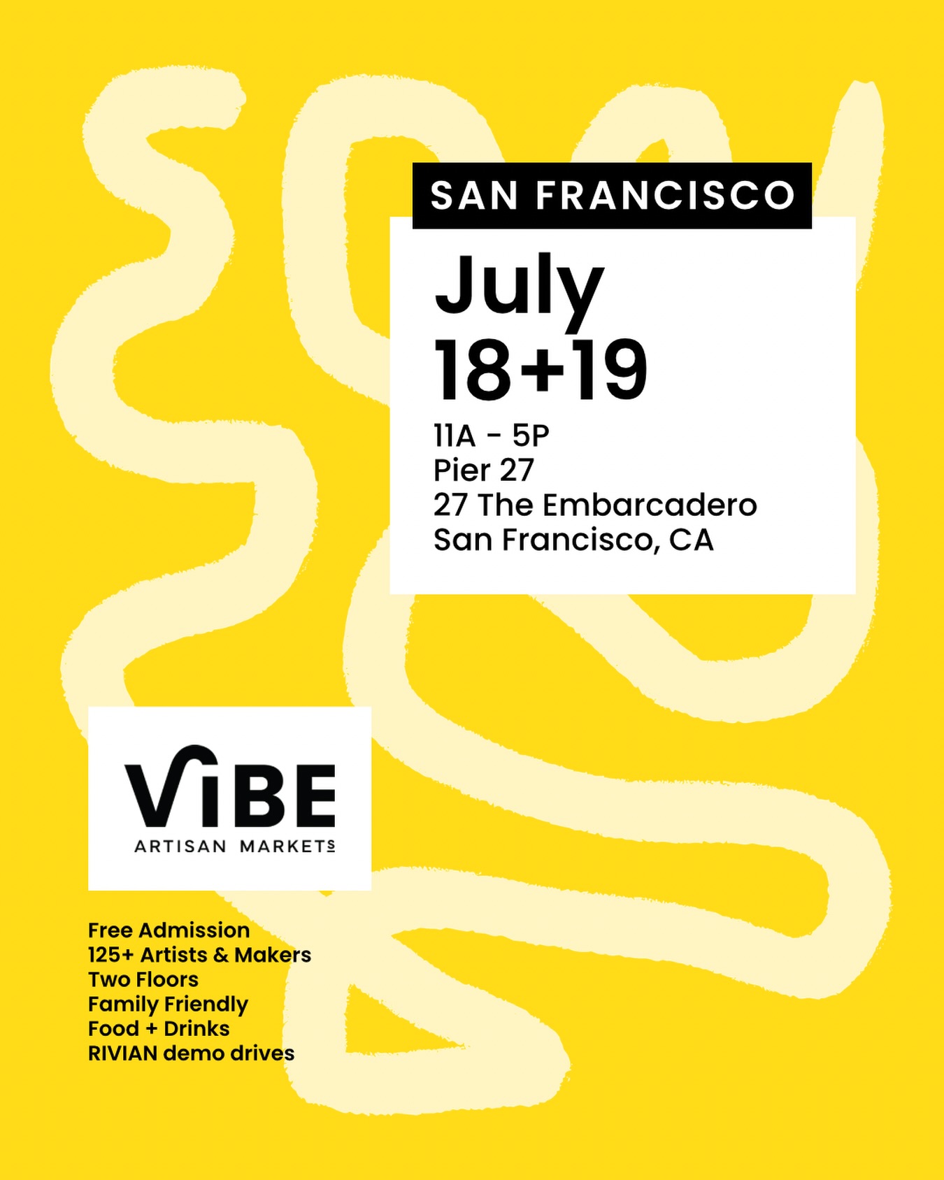 ๐ A brand-new art fair is coming to San Francisco and itโs one you wonโt want to miss! Mark your calendars for the inaugural @vibeartisanmarkets San Francisco Vibe Art Fair on July 18โ19 at Pier 27!
๐ญ๐ฎ๐ฌ+ ๐๐ฟ๐๐ถ๐๐ฎ๐ป๐ & ๐ ๐ฎ๐ธ๐ฒ๐ฟ๐: Discover unique, handcrafted arts from local talents.
๐๐ผ๐ฐ๐ธ๐๐ฎ๐ถ๐น๐: Enjoy delicious cocktails from @uncletimscocktails
๐๐ฟ๐ ๐๐ฎ๐น๐น๐ฒ๐ฟ๐: Explore and purchase exceptional pieces from our curated selection.
๐๐ถ๐๐ฒ ๐ ๐๐๐ถ๐ฐ: Groove to vinyl jams from @andresmnunez
๐๐ผ๐ณ๐ณ๐ฒ๐ฒ ๐๐ผ๐๐ฒ๐ฟ๐: Visit our Coffee bar @royalsmocha inside for your favorite coffee and matcha creations.
๐๐๐ป ๐๐ฐ๐๐ถ๐๐ฎ๐๐ถ๐ผ๐ป๐: Visit the @ridealso to experience a NEW kind of electric bike and test it out in person!
๐๐ฎ๐บ๐ถ๐น๐ & ๐ฃ๐ฒ๐ ๐๐ฟ๐ถ๐ฒ๐ป๐ฑ๐น๐: Bring the whole family, including well-behaved pets!
๐๐ฟ๐ฒ๐ฒ ๐๐ป๐๐ฟ๐: Enjoy a cost-free experience. Optional $5+ donation at the door.
๐๐
๐ฐ๐น๐๐๐ถ๐๐ฒ ๐ฆ๐๐ฎ๐ด ๐๐ฎ๐ด๐: Be among the first 25 guests each day to receive a free Vibe Swag Bag filled with artist goodies.
For more details, visit our website! ๐ป