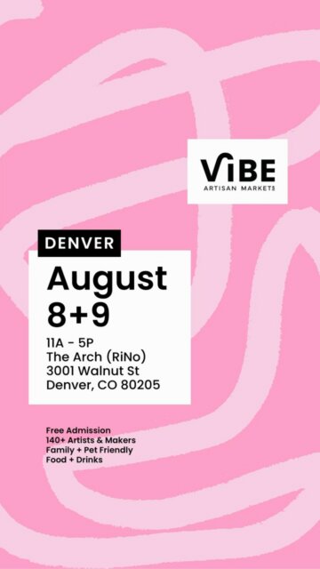 ✨ Denver… the countdown is ON. Vibe has the city’s most anticipated Denver summer market and it’s almost here! 🌀Join us August 8 + 9 at The Arch in RiNo for a FREE two-day celebration of creativity featuring 140+ incredible artists and makers, @uncletimscocktails, food trucks, an art gallery, solar powered coffee van @astrocoffeevan, music from @dj_cyn, interactive experiences, and the kind of finds you’ll be talking about long after the weekend ends.
🙂↔️🙂↔️🙂↔️ This isn’t an art fair you rush through in 20 minutes. It’s the kind of event where you grab a drink, wander for hours, discover your new favorite artist and leave with pieces you’ll actually treasure. See you there!
🗓️ August 8 + 9 | 𝟭𝟭𝗮𝗺-𝟱𝗽𝗺
📍 The Arch @rinoartsdistrict